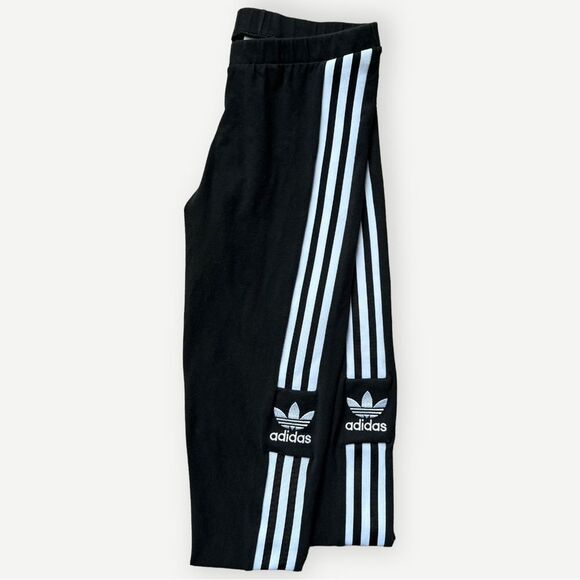 Adidas Originals Black & White Stretchy Logo Trefoil Tights Leggings. Medium. - Picture 4 of 7